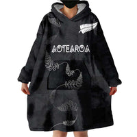 Custom New Zealand Rugby Wearable Blanket Hoodie All Silver Ferns Blacks