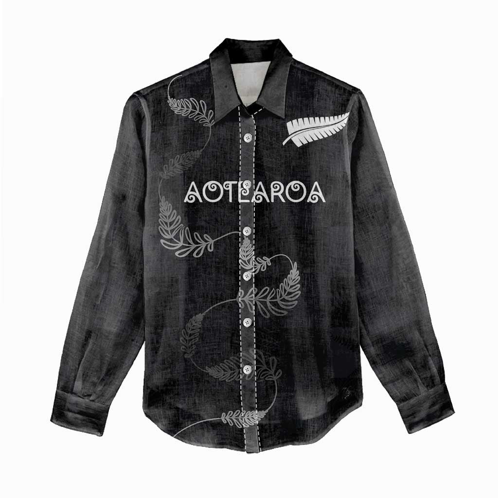 Custom New Zealand Rugby Women Casual Shirt All Silver Ferns Blacks