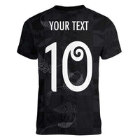 Custom New Zealand Rugby Women V-Neck T-Shirt All Silver Ferns Blacks