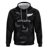 Custom New Zealand Rugby Zip Hoodie All Silver Ferns Blacks
