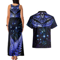 New Zealand Matariki Couples Matching Tank Maxi Dress and Hawaiian Shirt Maori Pattern and Matariki Sky Night