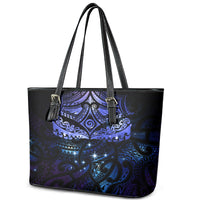 New Zealand Matariki Leather Tote Bag Maori Pattern and Matariki Sky Night