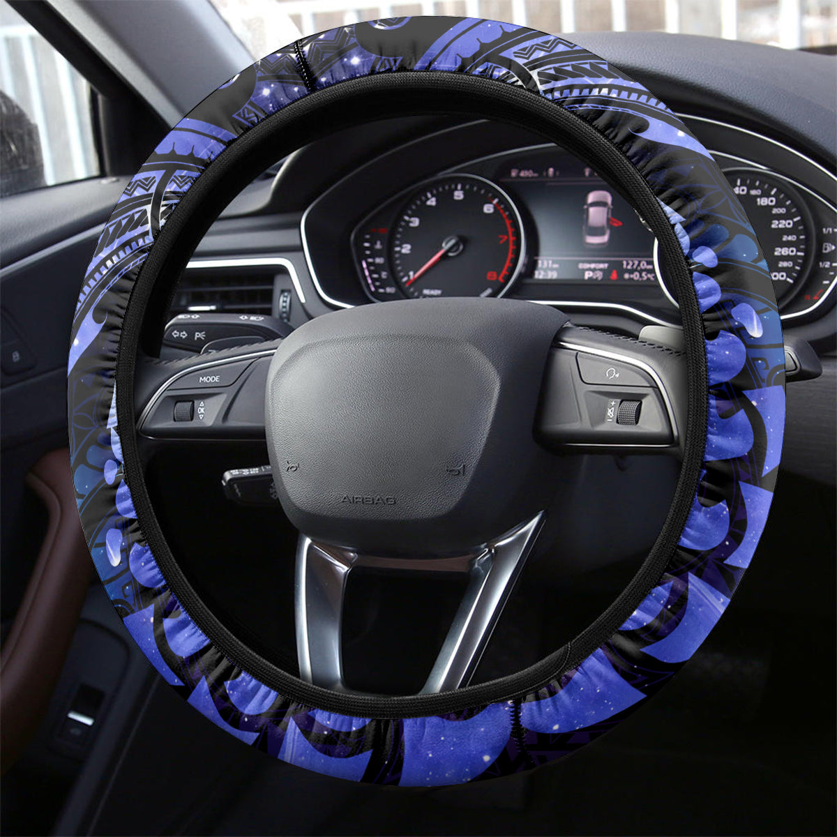 New Zealand Matariki Steering Wheel Cover Maori Pattern and Matariki Sky Night