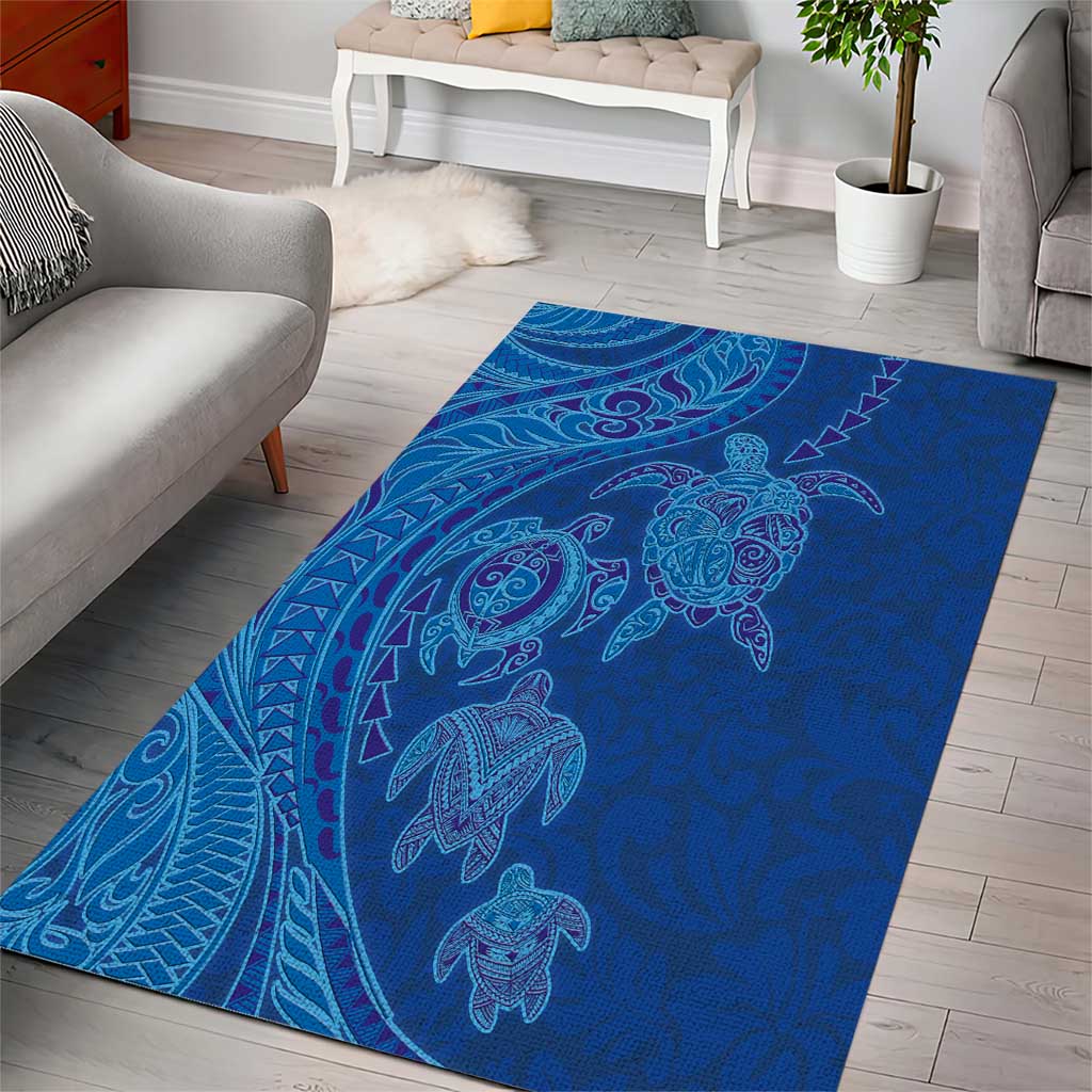 Hawaiian Turtles and Polynesian Art Tattoo Area Rug Ocean Abyss