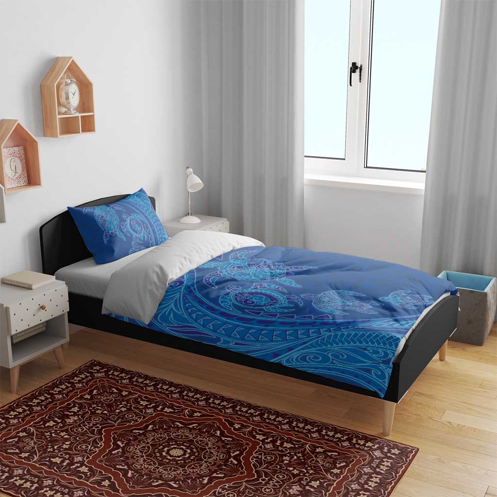 Hawaiian Turtles and Polynesian Art Tattoo Bedding Set Ocean Abyss