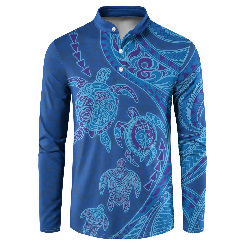Hawaiian Turtles and Polynesian Art Tattoo Button Sweatshirt Ocean Abyss