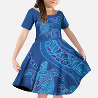 Hawaiian Turtles and Polynesian Art Tattoo Family Matching Long Sleeve Bodycon Dress and Hawaiian Shirt Ocean Abyss