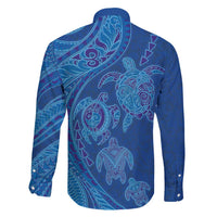 Hawaiian Turtles and Polynesian Art Tattoo Family Matching Long Sleeve Bodycon Dress and Hawaiian Shirt Ocean Abyss