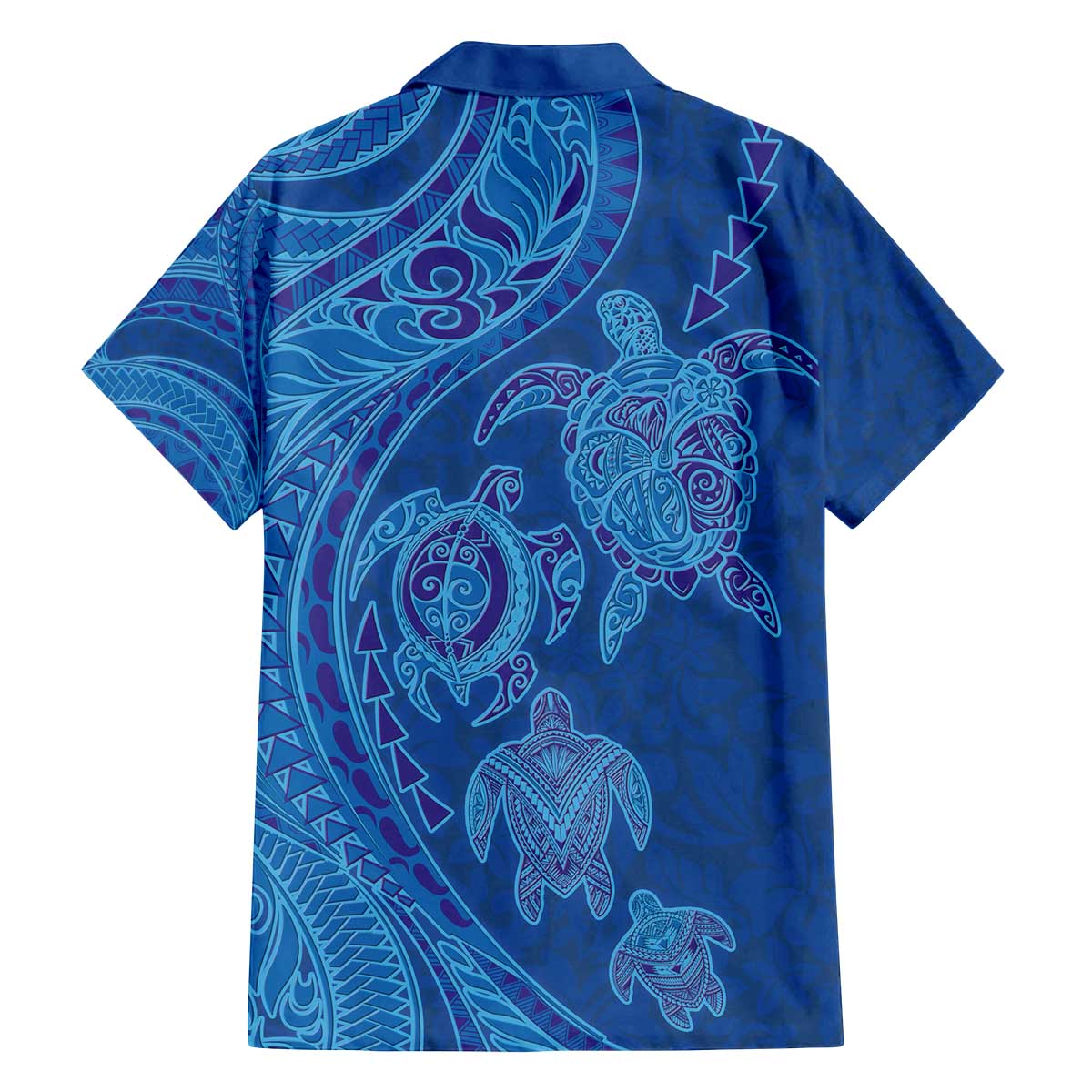 Hawaiian Turtles and Polynesian Art Tattoo Family Matching Off The Shoulder Long Sleeve Dress and Hawaiian Shirt Ocean Abyss