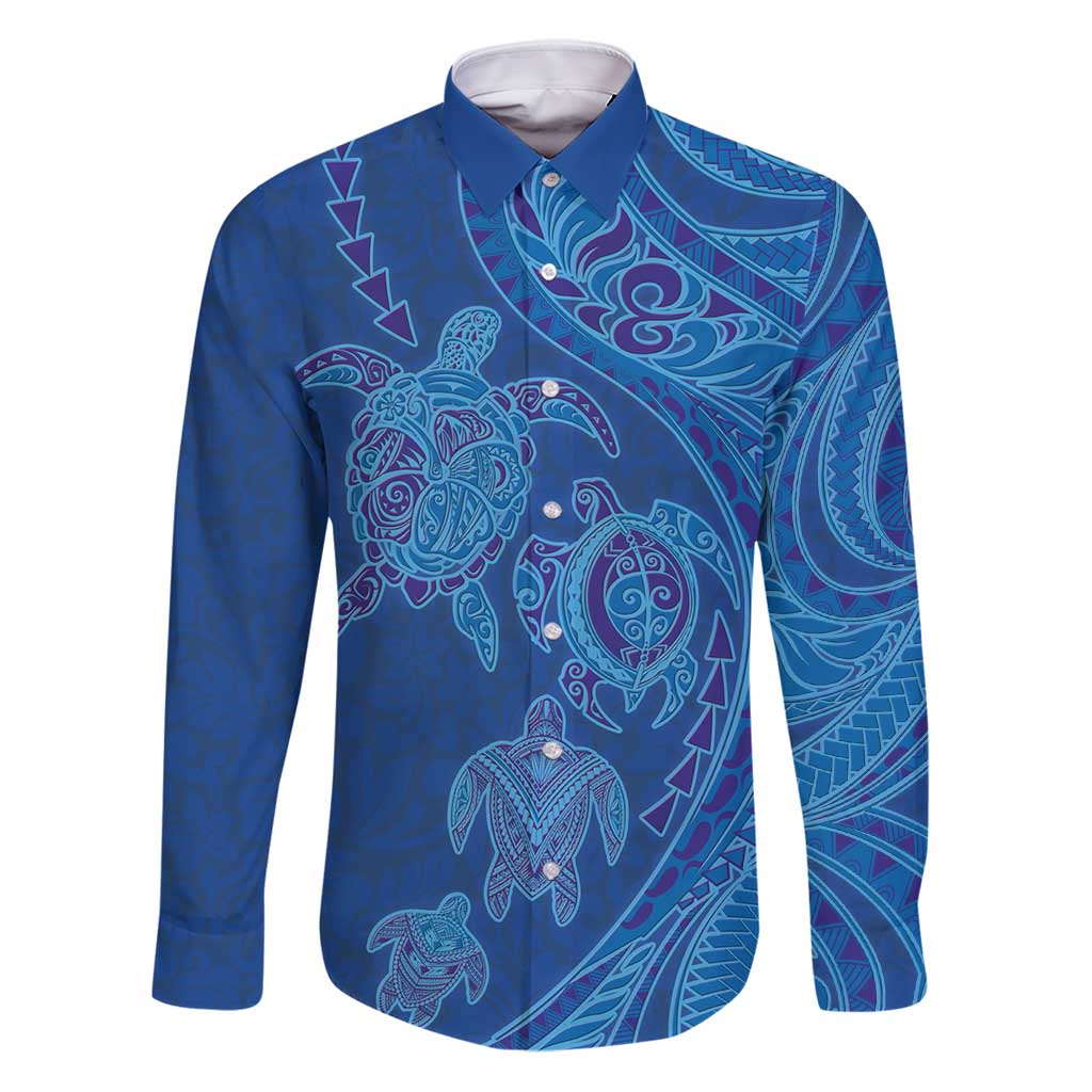Hawaiian Turtles and Polynesian Art Tattoo Family Matching Puletasi and Hawaiian Shirt Ocean Abyss