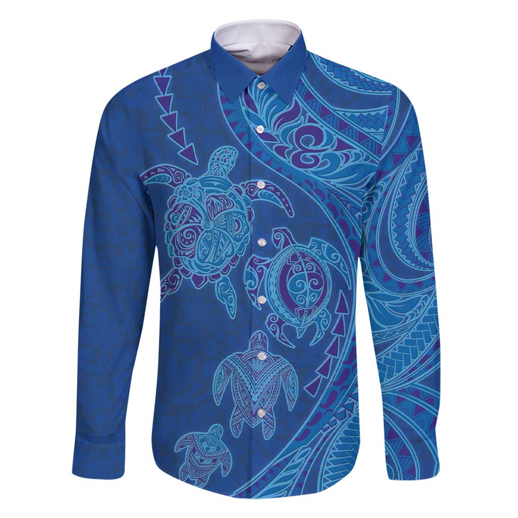 Hawaiian Turtles and Polynesian Art Tattoo Family Matching Short Sleeve Bodycon Dress and Hawaiian Shirt Ocean Abyss