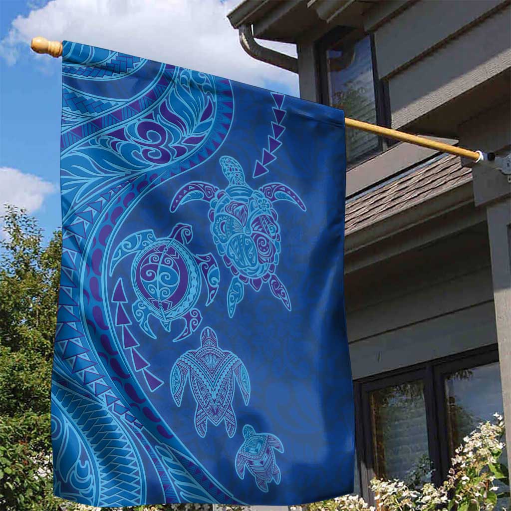Hawaiian Turtles and Polynesian Art Tattoo Garden Flag Ocean Abyss