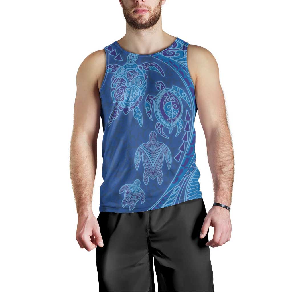 Hawaiian Turtles and Polynesian Art Tattoo Men Tank Top Ocean Abyss