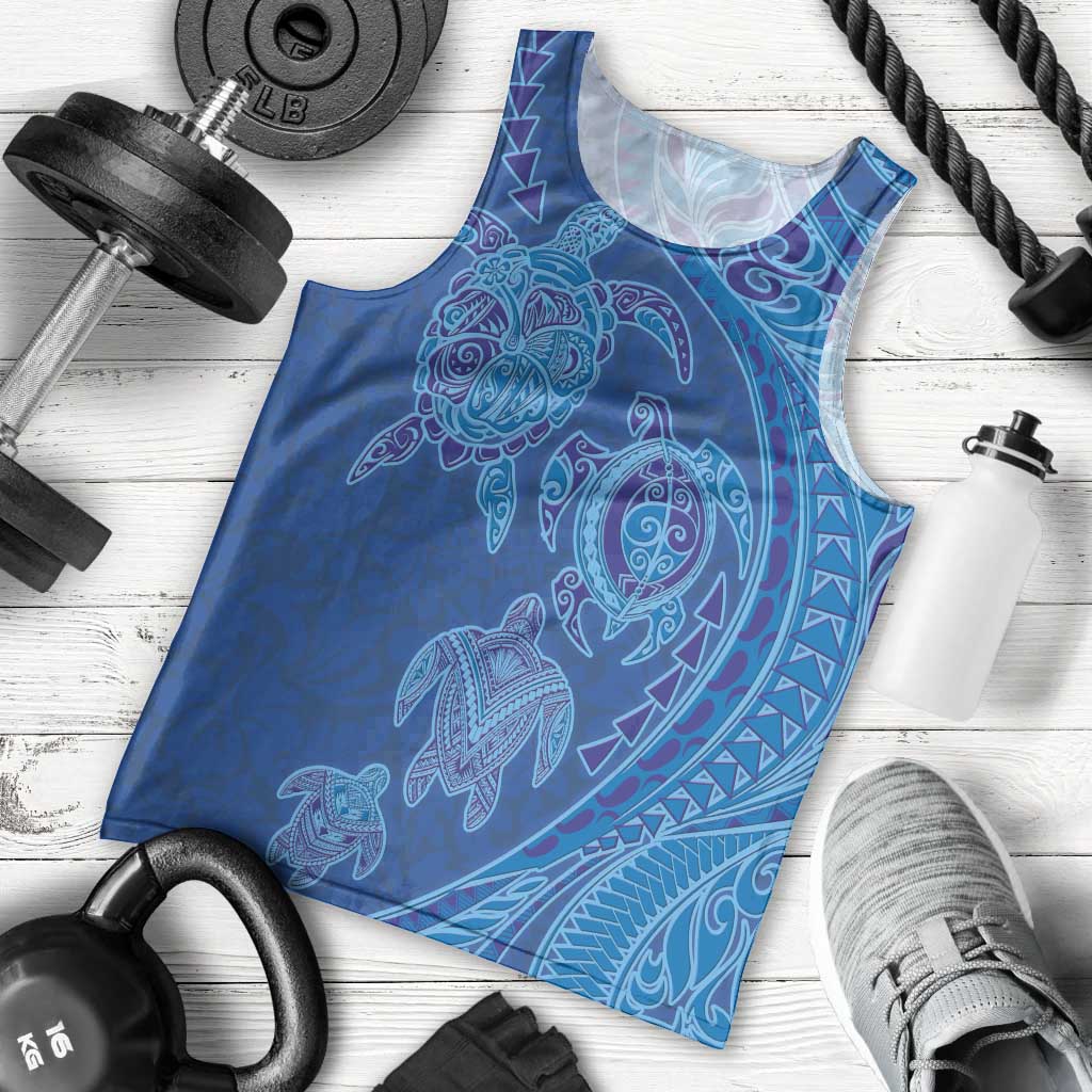 Hawaiian Turtles and Polynesian Art Tattoo Men Tank Top Ocean Abyss