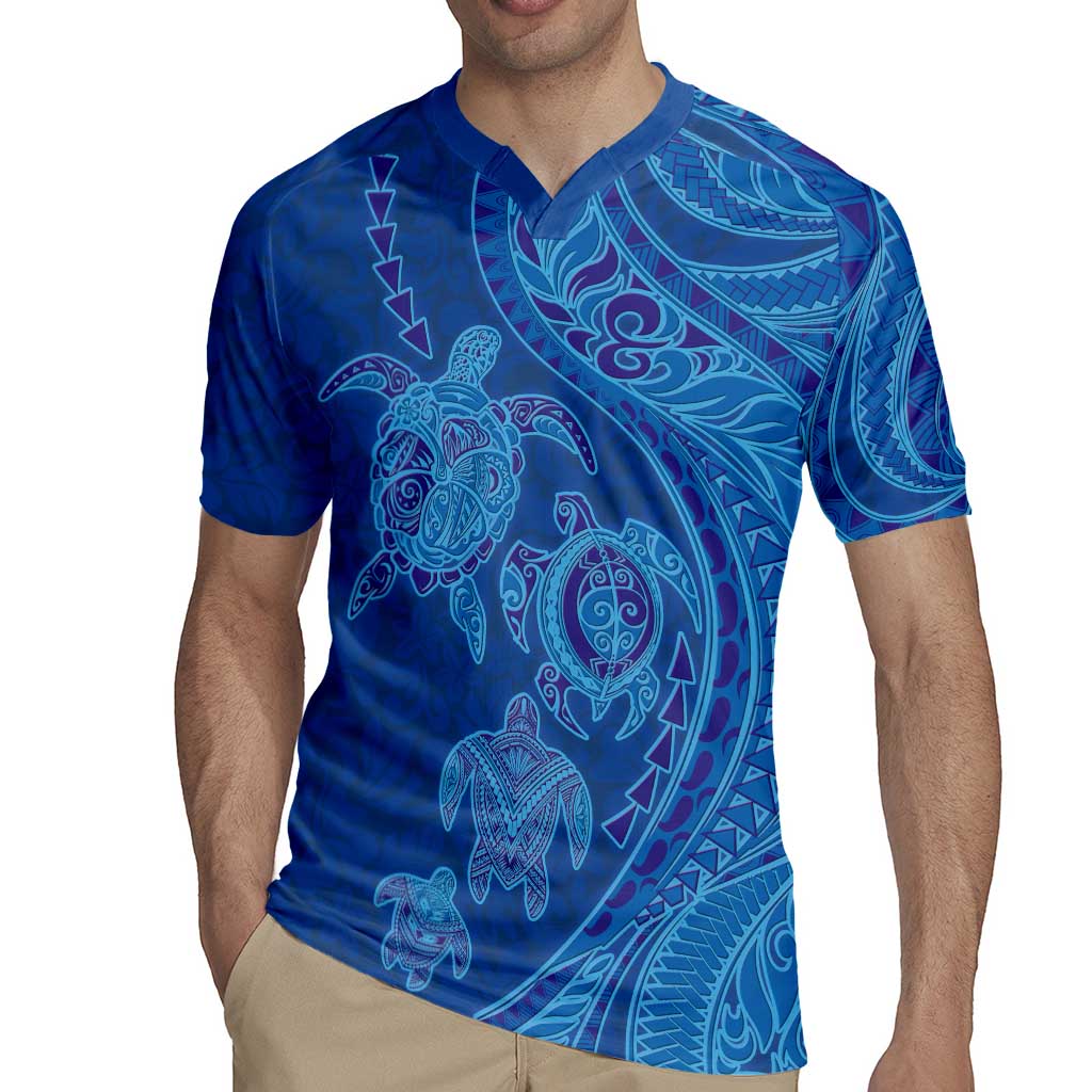 Hawaiian Turtles and Polynesian Art Tattoo Rugby Jersey Ocean Abyss
