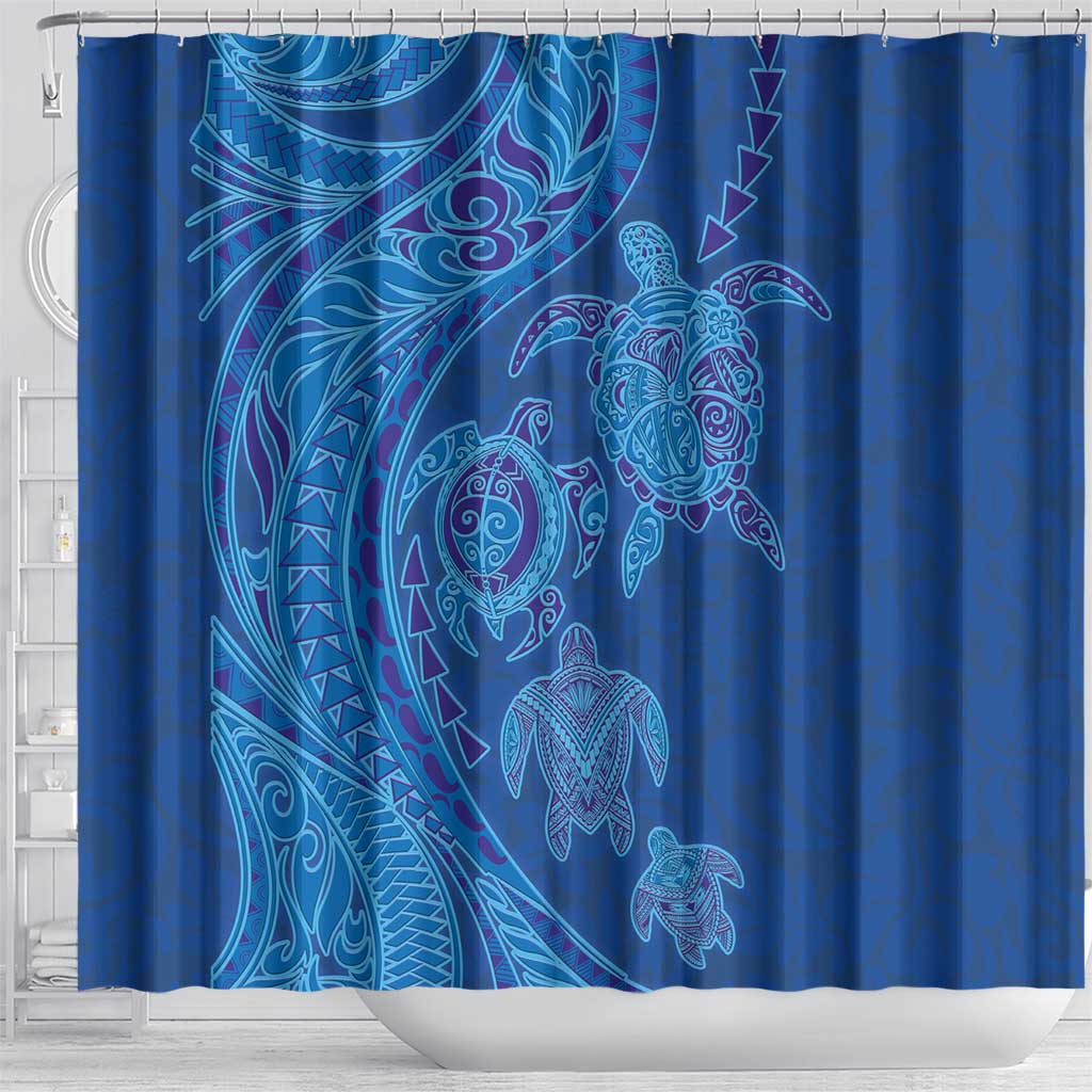Hawaiian Turtles and Polynesian Art Tattoo Shower Curtain Ocean Abyss