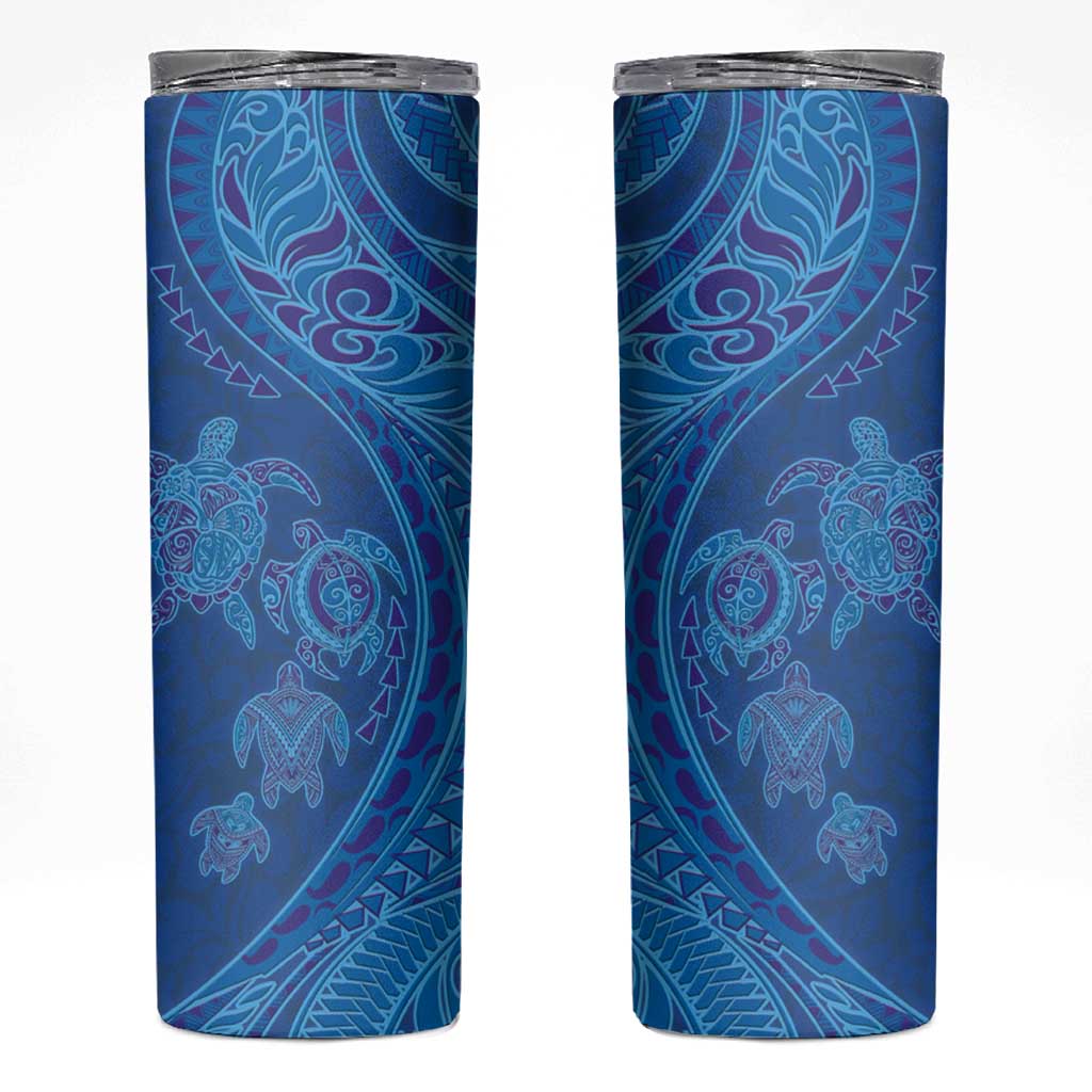 Hawaiian Turtles and Polynesian Art Tattoo Skinny Tumbler Ocean Abyss