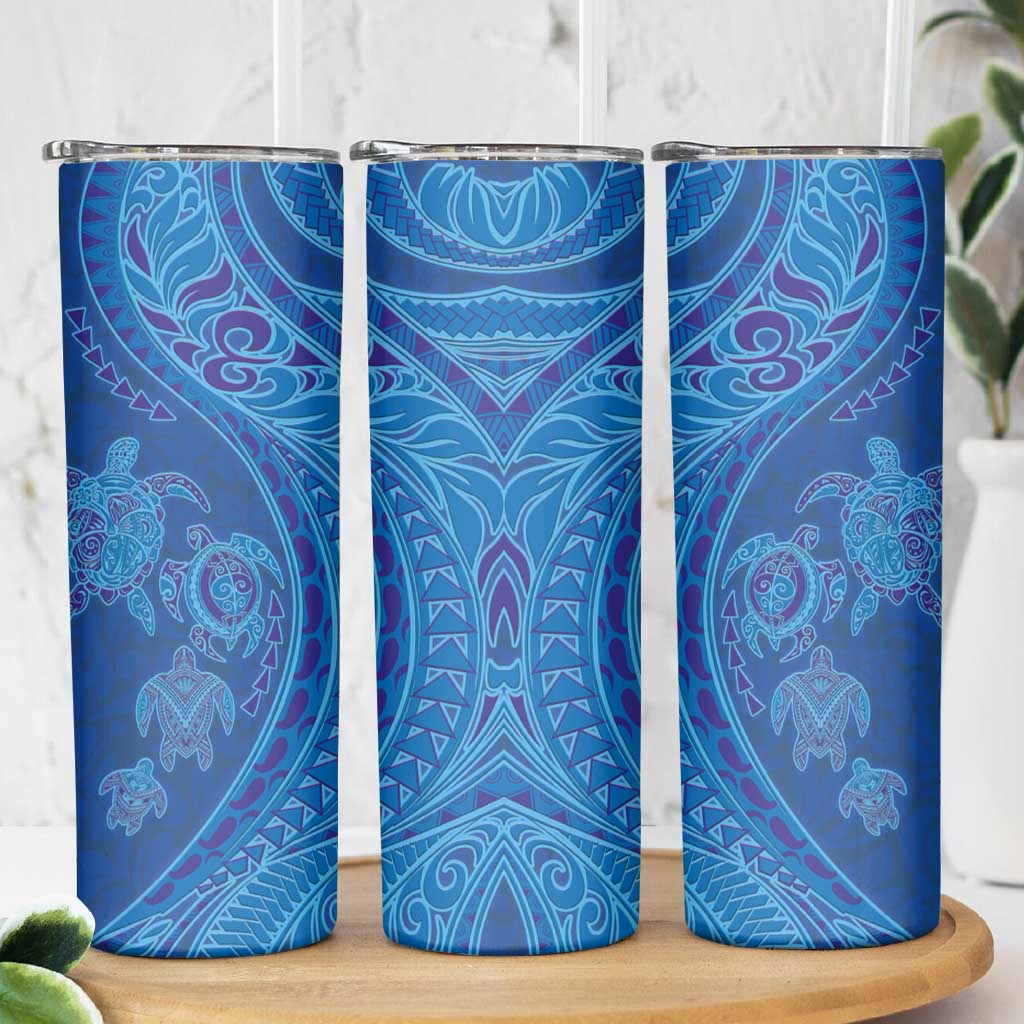 Hawaiian Turtles and Polynesian Art Tattoo Skinny Tumbler Ocean Abyss