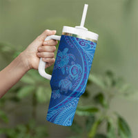 Hawaiian Turtles and Polynesian Art Tattoo Tumbler With Handle Ocean Abyss
