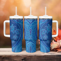 Hawaiian Turtles and Polynesian Art Tattoo Tumbler With Handle Ocean Abyss