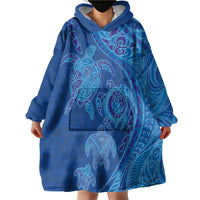Hawaiian Turtles and Polynesian Art Tattoo Wearable Blanket Hoodie Ocean Abyss