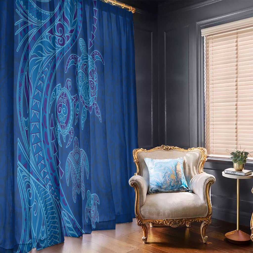 Hawaiian Turtles and Polynesian Art Tattoo Window Curtain Ocean Abyss