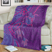 Hawaiian Turtles and Polynesian Art Tattoo Blanket Dusky Violet