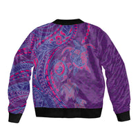 Hawaiian Turtles and Polynesian Art Tattoo Bomber Jacket Dusky Violet