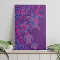Hawaiian Turtles and Polynesian Art Tattoo Canvas Wall Art Dusky Violet