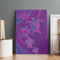 Hawaiian Turtles and Polynesian Art Tattoo Canvas Wall Art Dusky Violet
