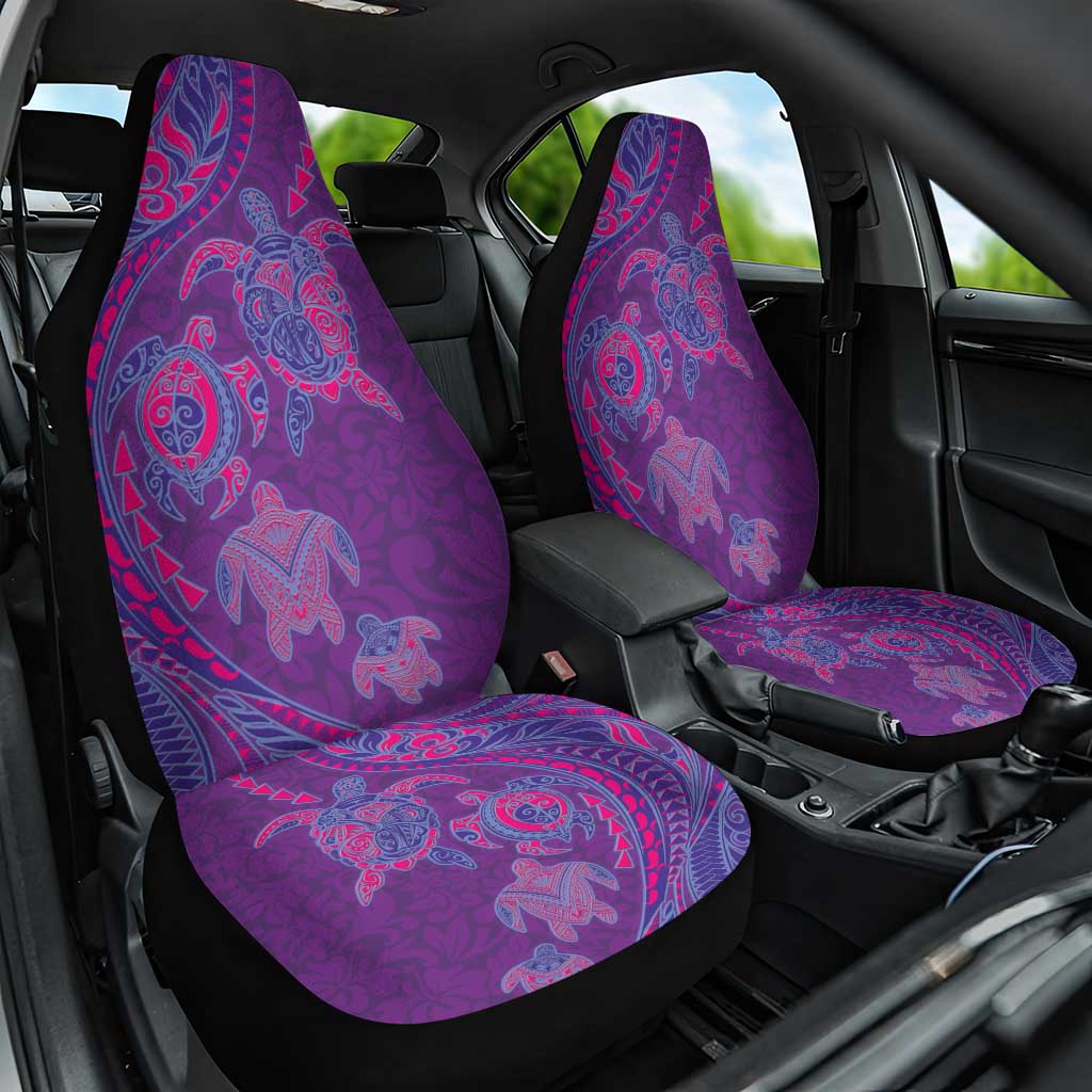 Hawaiian Turtles and Polynesian Art Tattoo Car Seat Cover Dusky Violet