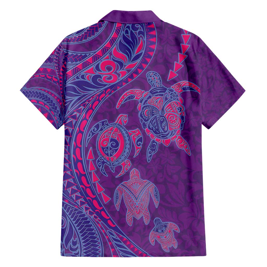 Hawaiian Turtles and Polynesian Art Tattoo Family Matching Puletasi and Hawaiian Shirt Dusky Violet