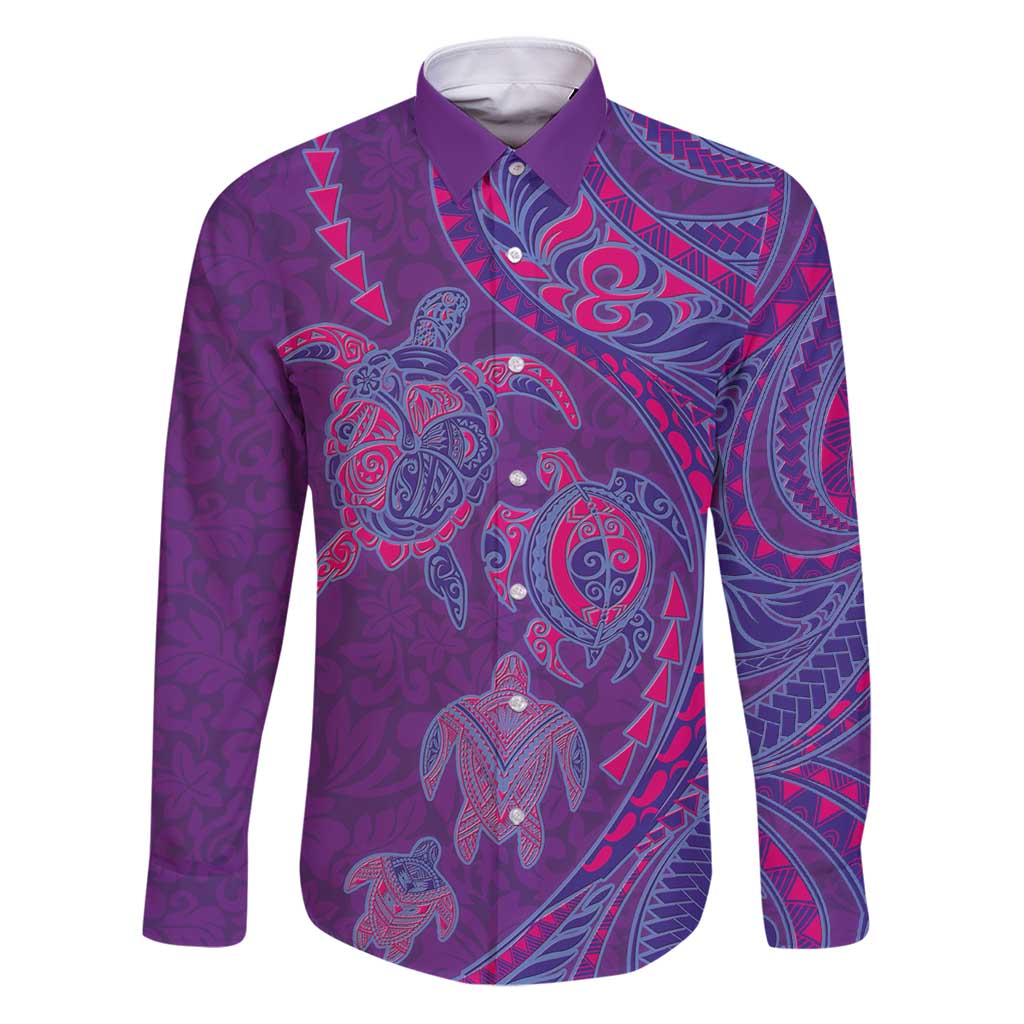 Hawaiian Turtles and Polynesian Art Tattoo Family Matching Puletasi and Hawaiian Shirt Dusky Violet