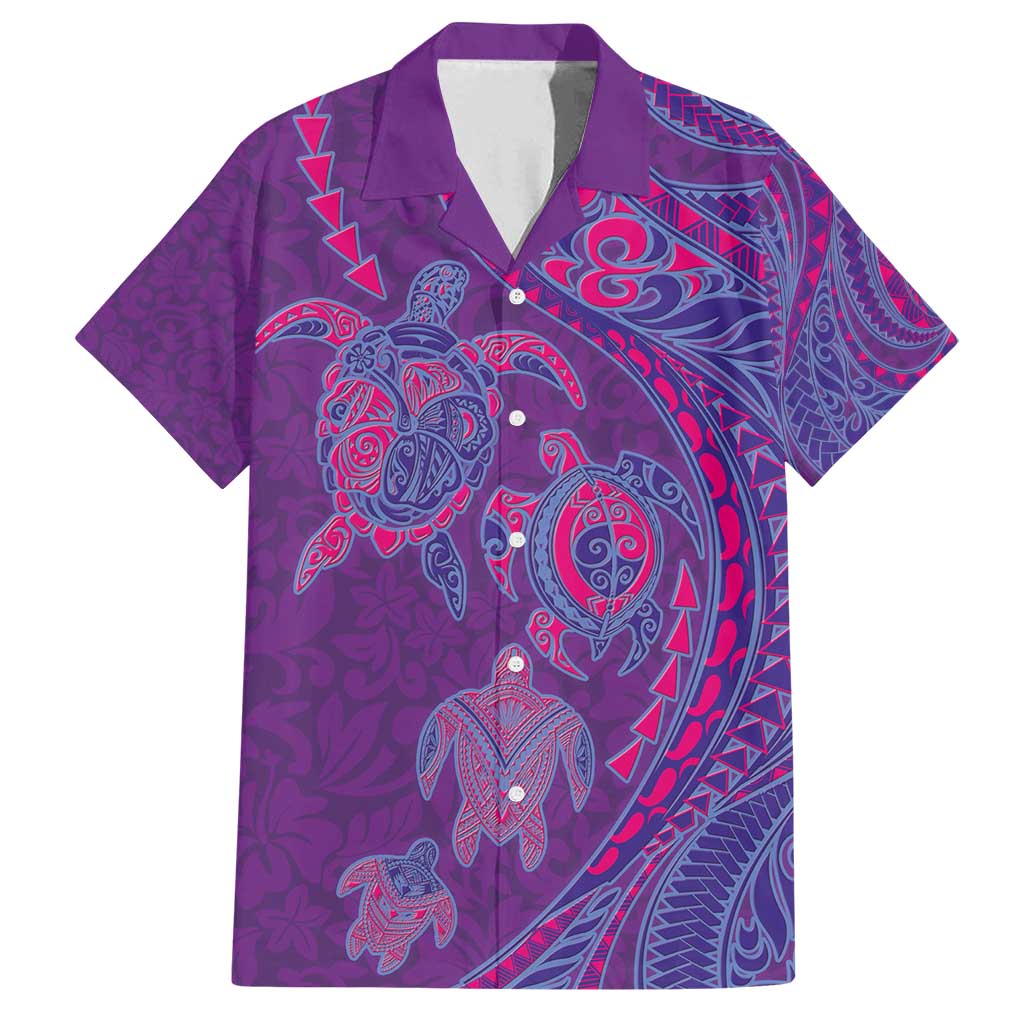 Hawaiian Turtles and Polynesian Art Tattoo Family Matching Summer Maxi Dress and Hawaiian Shirt Dusky Violet
