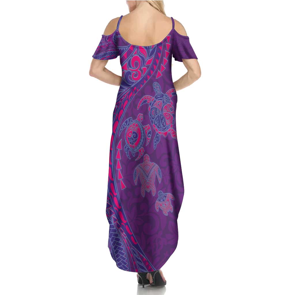 Hawaiian Turtles and Polynesian Art Tattoo Family Matching Summer Maxi Dress and Hawaiian Shirt Dusky Violet