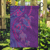 Hawaiian Turtles and Polynesian Art Tattoo Garden Flag Dusky Violet