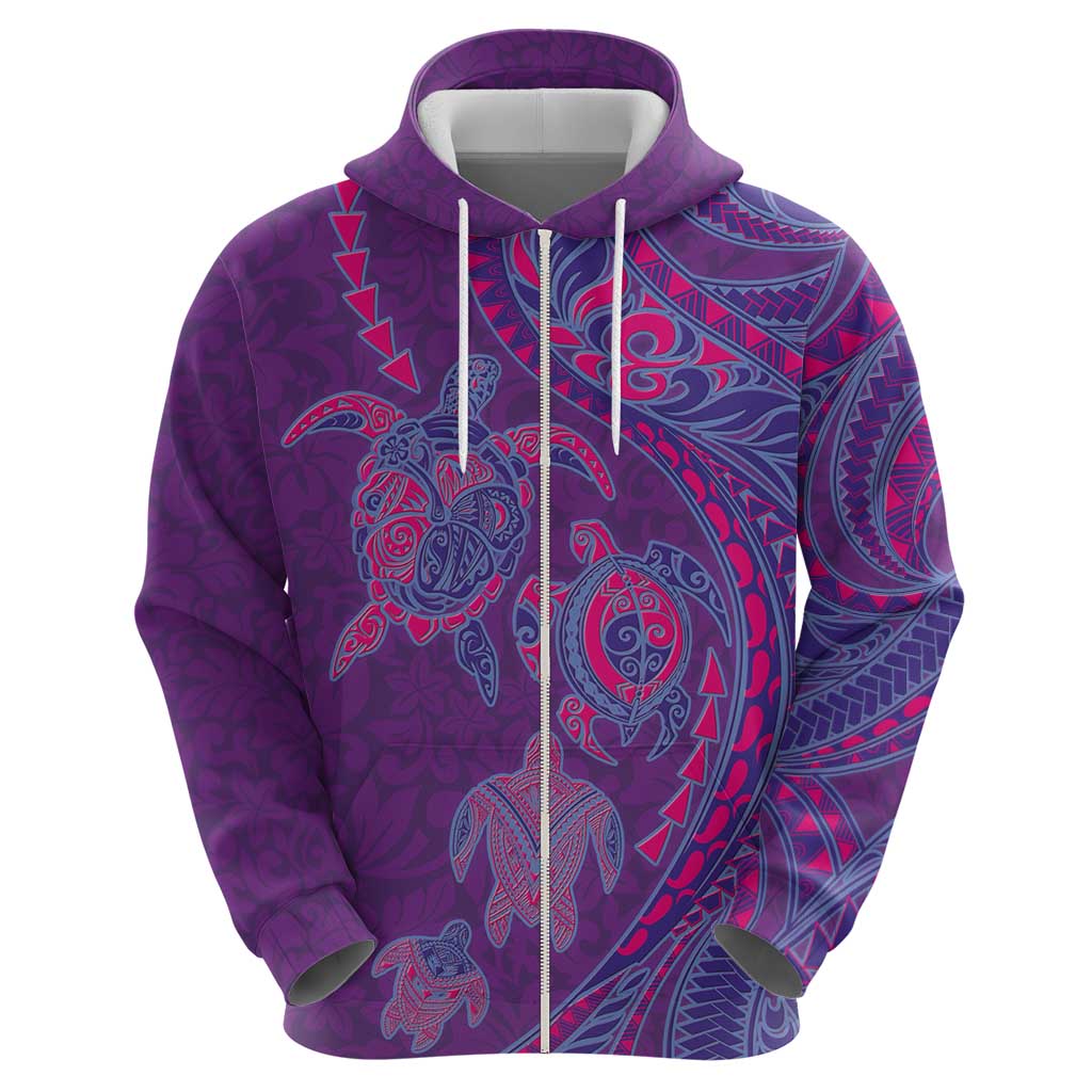 Hawaiian Turtles and Polynesian Art Tattoo Hoodie Dusky Violet