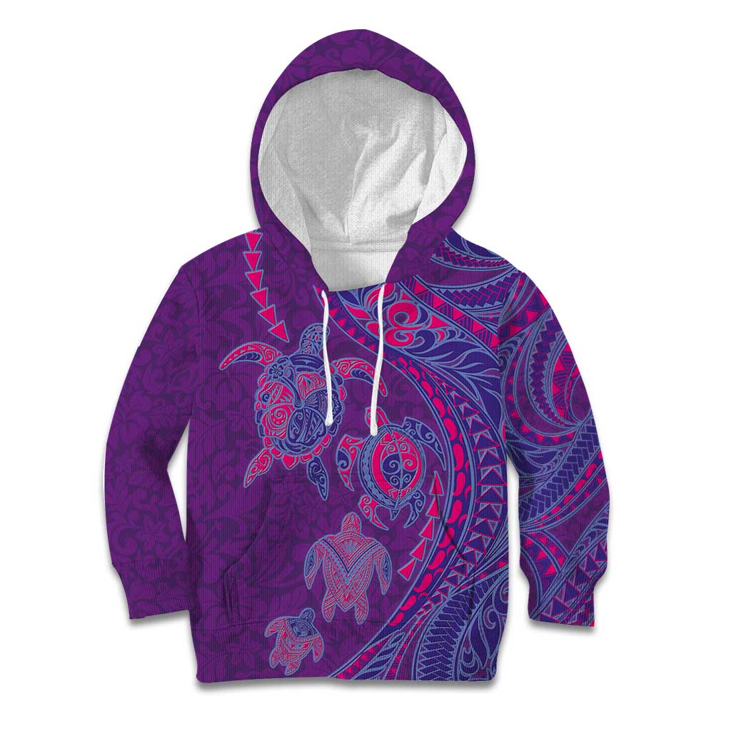 Hawaiian Turtles and Polynesian Art Tattoo Kid Hoodie Dusky Violet LT03 Hoodie Purple - Polynesian Pride