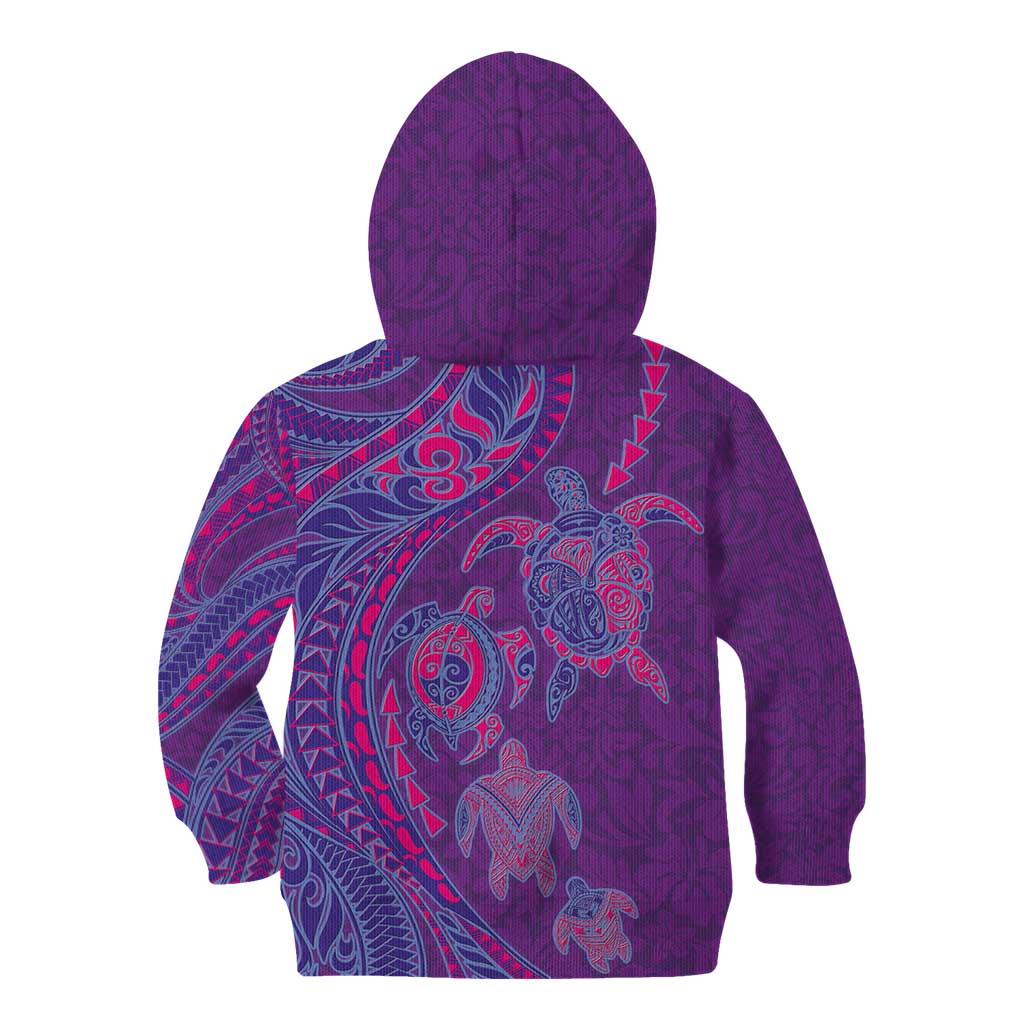 Hawaiian Turtles and Polynesian Art Tattoo Kid Hoodie Dusky Violet LT03 - Polynesian Pride