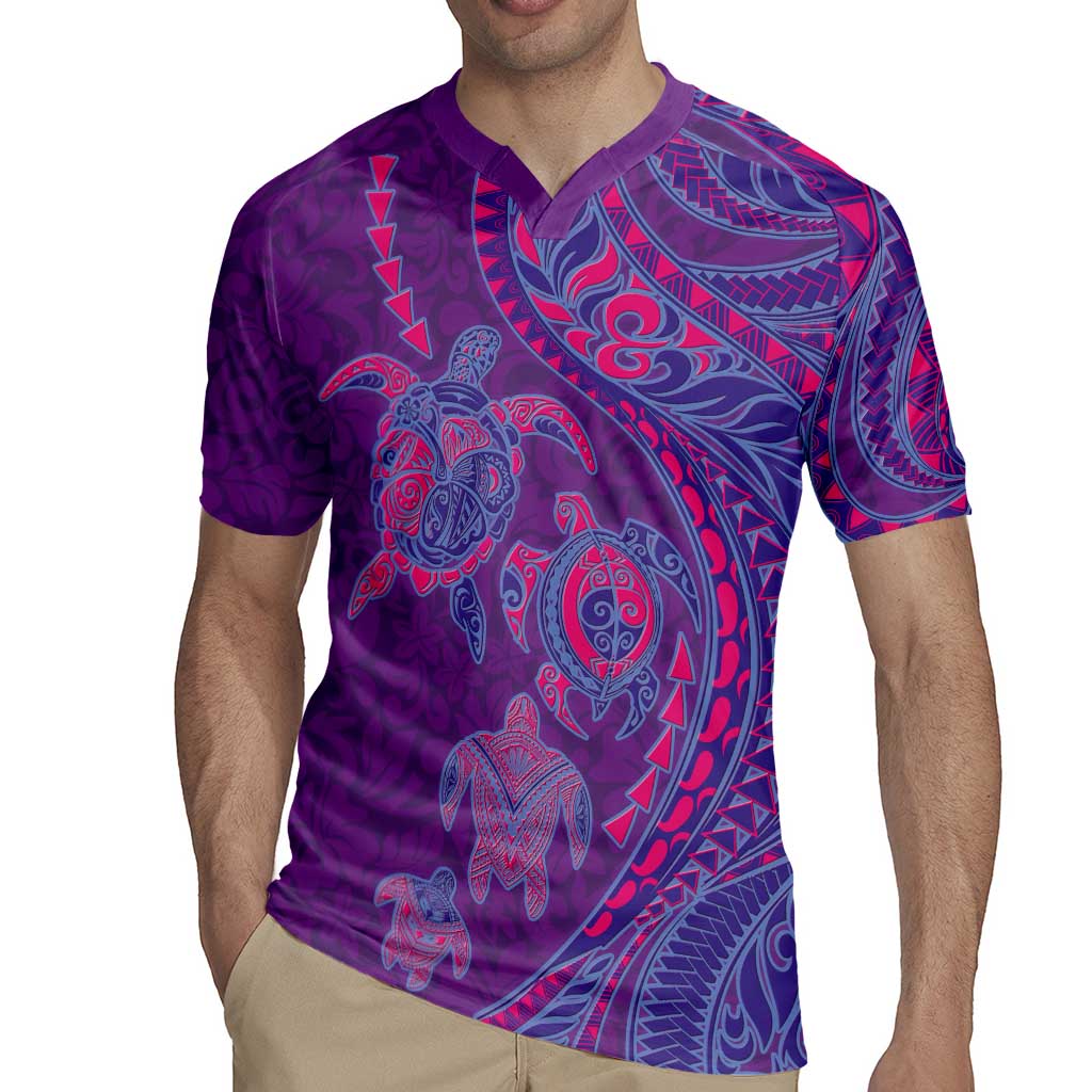 Hawaiian Turtles and Polynesian Art Tattoo Rugby Jersey Dusky Violet