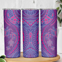 Hawaiian Turtles and Polynesian Art Tattoo Skinny Tumbler Dusky Violet
