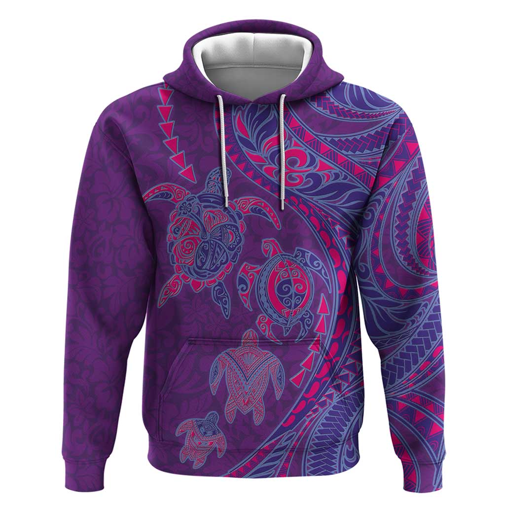 Hawaiian Turtles and Polynesian Art Tattoo Zip Hoodie Dusky Violet