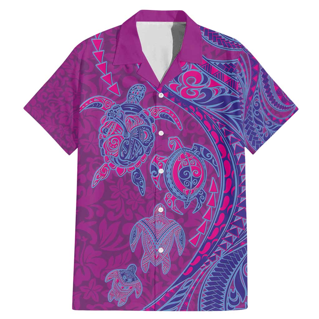 Hawaiian Turtles and Polynesian Art Tattoo Family Matching Mermaid Dress and Hawaiian Shirt Cerise