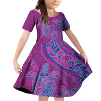 Hawaiian Turtles and Polynesian Art Tattoo Family Matching Off Shoulder Short Dress and Hawaiian Shirt Cerise