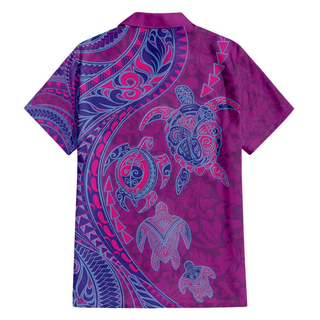 Hawaiian Turtles and Polynesian Art Tattoo Family Matching Puletasi and Hawaiian Shirt Cerise