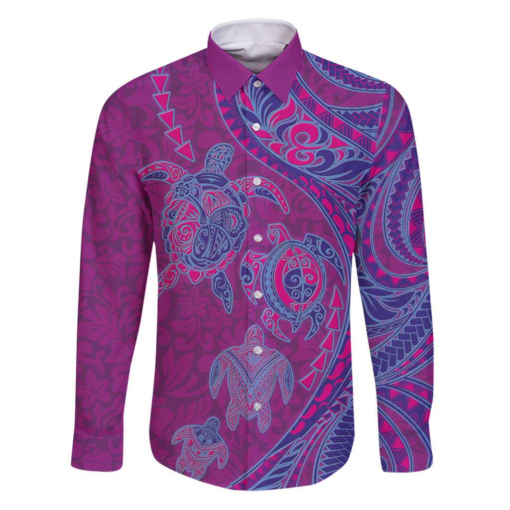 Hawaiian Turtles and Polynesian Art Tattoo Family Matching Puletasi and Hawaiian Shirt Cerise