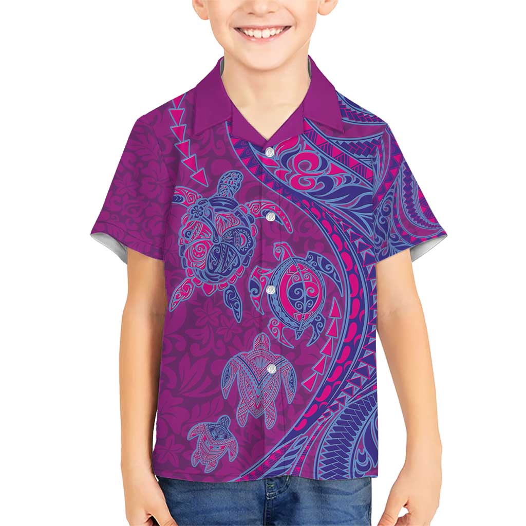 Hawaiian Turtles and Polynesian Art Tattoo Hawaiian Shirt Cerise