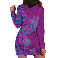 Hawaiian Turtles and Polynesian Art Tattoo Hoodie Dress Cerise