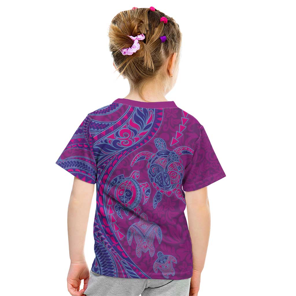 Hawaiian Turtles and Polynesian Art Tattoo Kid T Shirt Cerise LT03 - Polynesian Pride