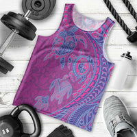 Hawaiian Turtles and Polynesian Art Tattoo Men Tank Top Cerise